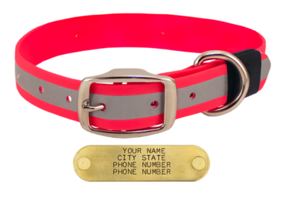 big dawg visibility pink 1 in reflective biothane standard collar 124