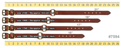 leather dog collar with name plate chart 7594